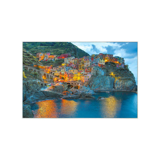 P-10-101-101-110-0048-1.jpg;full color, village, cliff, colorful houses, water, sea, ocean, town, sunset, twilight