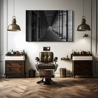 S-10-101-101-116-0049-4.jpg;black and white, long corridor, hallway, marble, stone