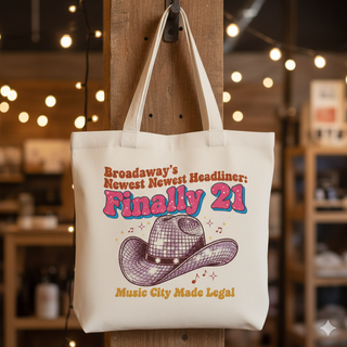 "Music City Made Legal" Disco Cowboy Hat – 21st Birthday Celebration Canvas Tote Bag
