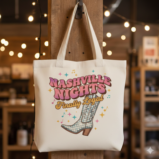 Nashville Nights "Finally Legal" - 21st Birthday Celebration Canvas Tote Bag